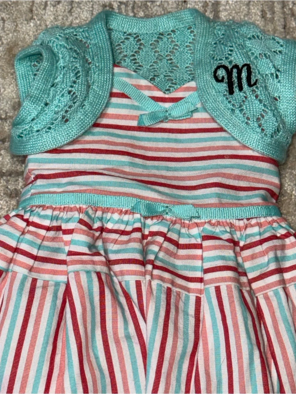 American Girl Maryellen Meet outfit dress cardigan embroidered M